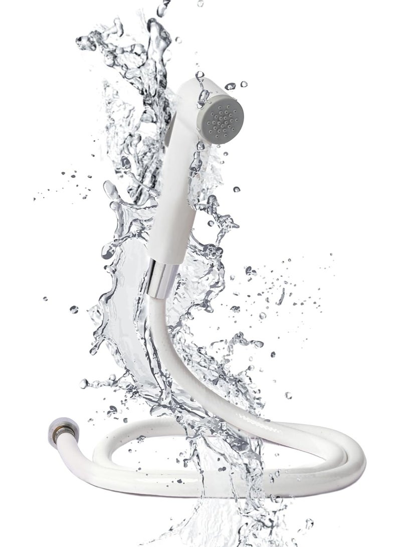 Streamflow™ Alpha Hand Trigger Bidet/Shattaf Set - White / 120cm White Multilayer Plastic Hose - Image 1