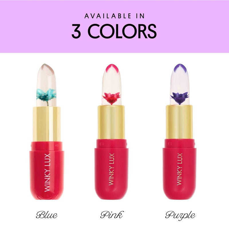 Winky Lux Flower Balm, pH Lip Balm, Color Changing Lipstick and Tinted Lip Balm Stain, Vegan & Cruelty Free Lip Balm, Hydrate & Plump, Sheer Pink Lipstick, Blue Flower - Image 5