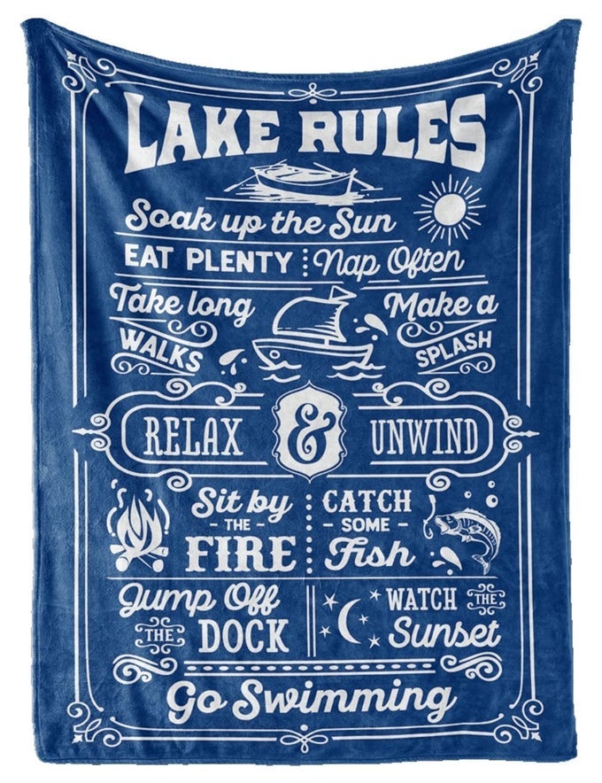 LAKE HOUSELIFE GIFTS BLANKET THROW FOR WOMEN MEN BOATINGFISHING GIFTS HOUSE DECOR DECORATIONS FOR HOME PORCH BED SOFA LAKE RULES 50 X 65