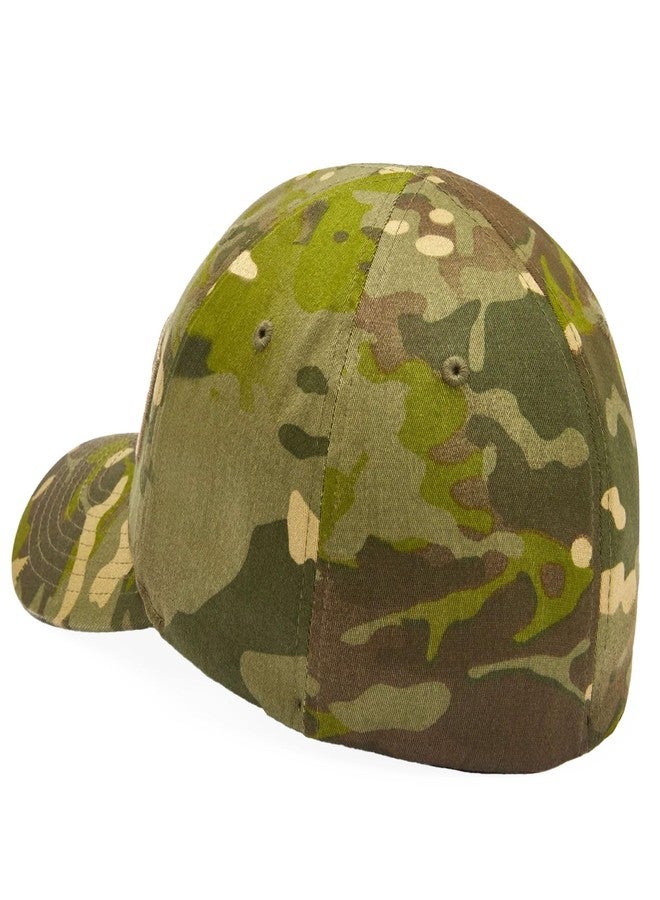 VIKTOS Men's Tiltup Tactical Hat - Adjustable Casual Pre-Curved Mid-Profile Baseball Cap with 3D Embroidered Logo, Multicam Tropic, Small-Medium - Image 2