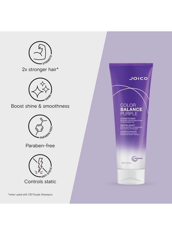 JOICO Color Balance Purple Conditioner | For Cool Blonde, Gray Hair | Eliminate Brassy Yellow Tones | Boost Color Vibrancy & Shine | UV Protection | With Rosehip Oil & Green Tea Extract | 8.5 Fl Oz - Image 3