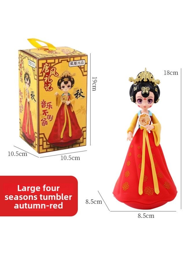 Datang Tumbler Little Sister Creative Xi'an Tourism Creative Doll Doll Toy Ornaments Gift-Color:Large Four Seasons Autumn Red - Image 1