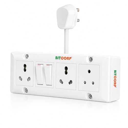 BITCORP 16A Heavy Duty Power Extension Board with Switches with 3 Socket 2 Switch, 4000W, Electric Cord for AC, Refrigerator, EV Charger, Washing Machine, Geyser - Image 1