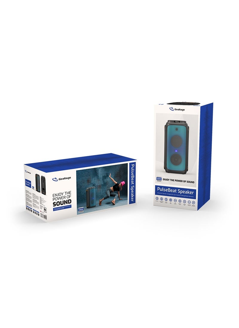 SP12 PulseBeat Party Speaker including Remote Control and Wireless Microphone with High-Power Wireless Bluetooth Connection