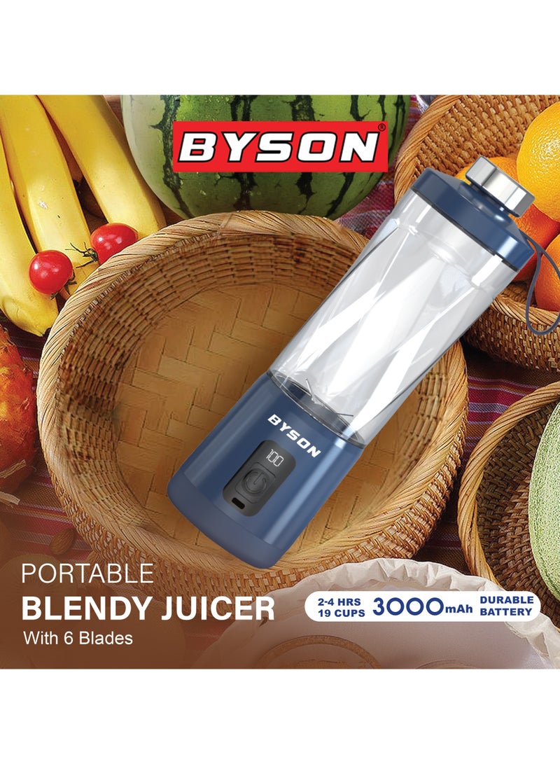 BYSON Portable Blendy Juicer - USB Rechargeable Mini Blender for Smoothies, Shakes & Juices - Compact, BPA Free, One Touch Operation, Easy to Clean - Ideal for Travel & Gym - Image 3