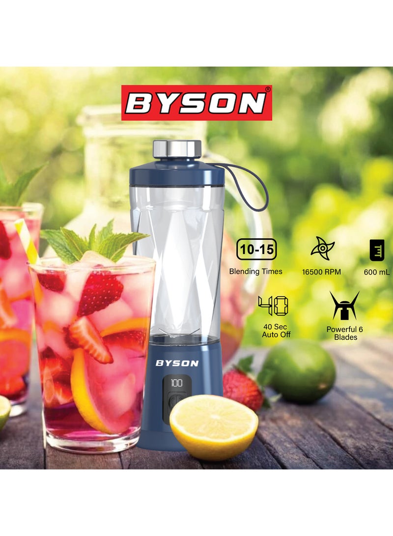 BYSON Portable Blendy Juicer - USB Rechargeable Mini Blender for Smoothies, Shakes & Juices - Compact, BPA Free, One Touch Operation, Easy to Clean - Ideal for Travel & Gym - Image 4
