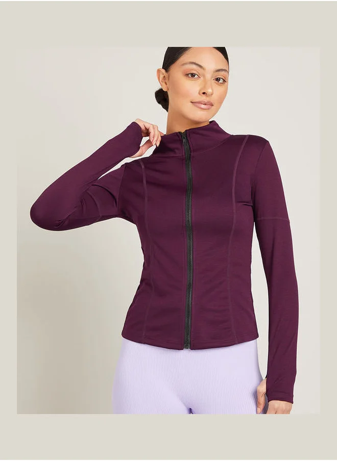 Styli Contrast Zip Up Thumbhole Detail Active Jacket