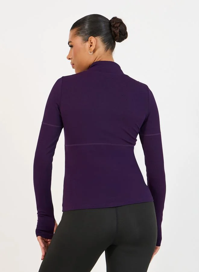 Styli Active  Contrast Zip Up Thumbhole Detail Active Jacket for Women | Best Price UAE