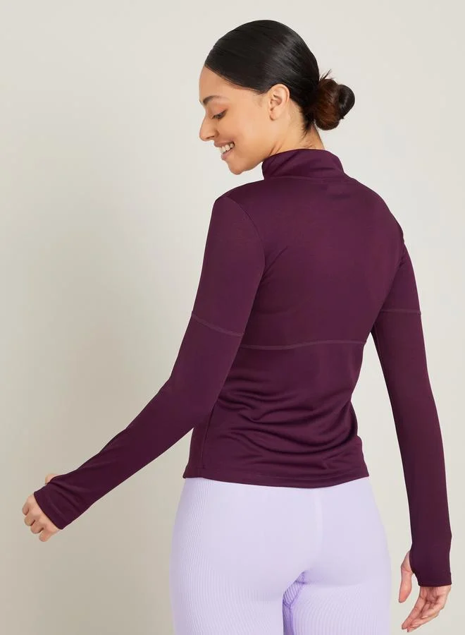 Styli Active  Contrast Zip Up Thumbhole Detail Active Jacket for Women | Best Price UAE