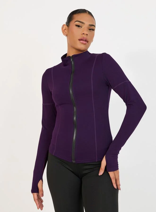 ستايلي اكتيف جاكيت رياضي بسحاب وفتحات للإبهام