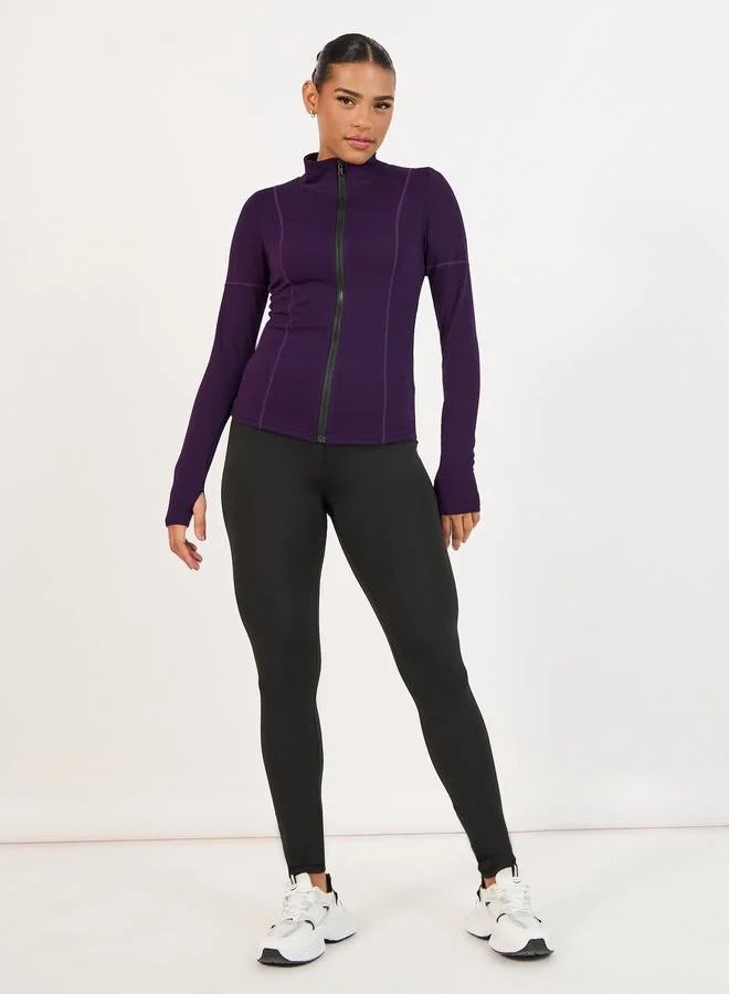 ستايلي اكتيف جاكيت رياضي بسحاب وفتحات للإبهام