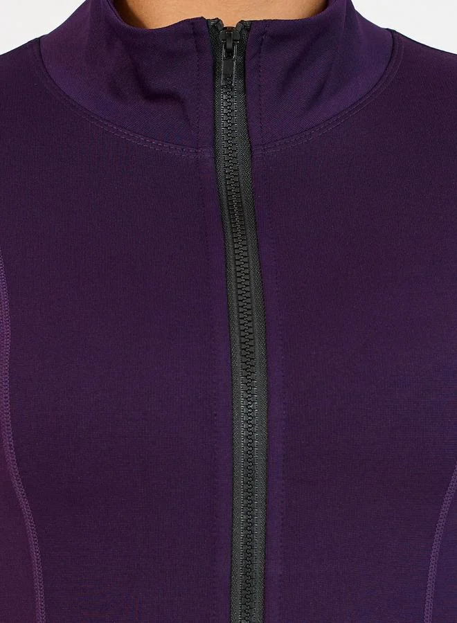 Styli Active  Contrast Zip Up Thumbhole Detail Active Jacket for Women | Best Price UAE