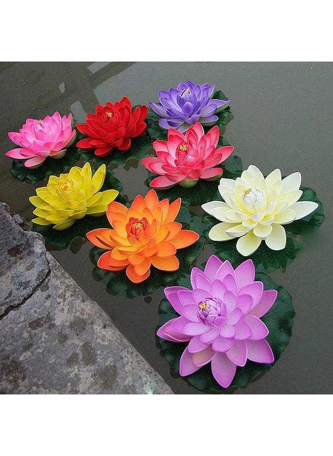 Everbuy - Everbuy Floating Flower Artificial Water Lotus, Home and Party Decorations 7 inch Random Color Assorted Artificial Flower (Pack of 6) - Image 1