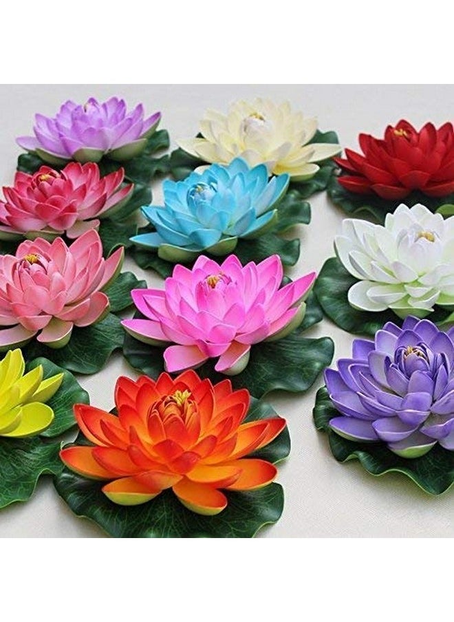 Everbuy - Everbuy Floating Flower Artificial Water Lotus, Home and Party Decorations 7 inch Random Color Assorted Artificial Flower (Pack of 6) - Image 1