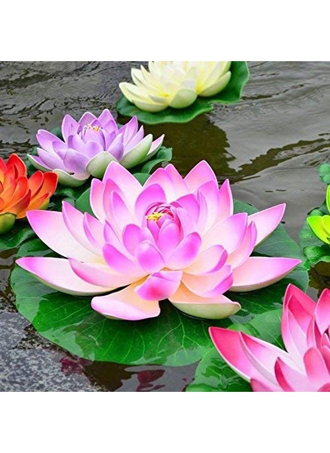 Everbuy - Everbuy Floating Flower Artificial Water Lotus, Home and Party Decorations 7 inch Random Color Assorted Artificial Flower (Pack of 6) - Image 1