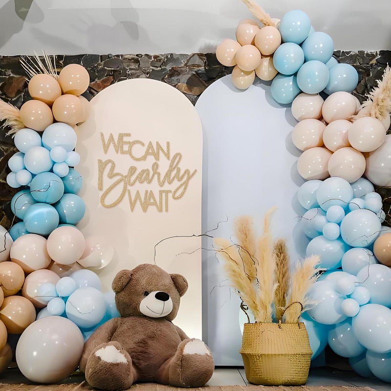 MASTRON We Can Bearly Wait Sign for Backdrop - Teddy Bear Themed Baby Party Banner Boy Girl Baby Shower Gender Reveal 1st Birthday Felt Letter Wall Decor Photography Background - Glitter Gold - Image 3