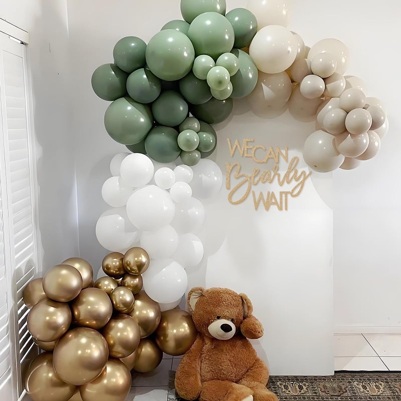 MASTRON We Can Bearly Wait Sign for Backdrop - Teddy Bear Themed Baby Party Banner Boy Girl Baby Shower Gender Reveal 1st Birthday Felt Letter Wall Decor Photography Background - Glitter Gold - Image 5