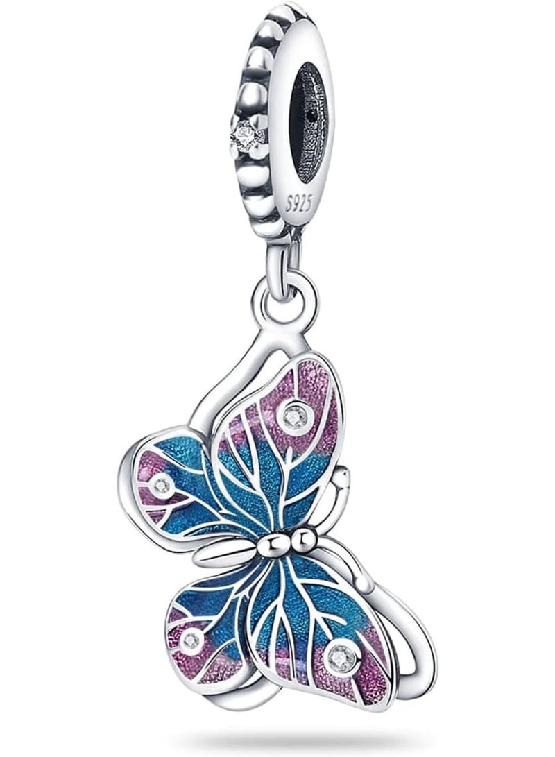 SOLARAE 925 Sterling Silver Animal Pendant Beads, Bead Charms for Bracelets, Girls Jewelry Beads Women Gift Bracelets and Necklaces, Crystal Everyday Accessories (Butterfly) - Image 2