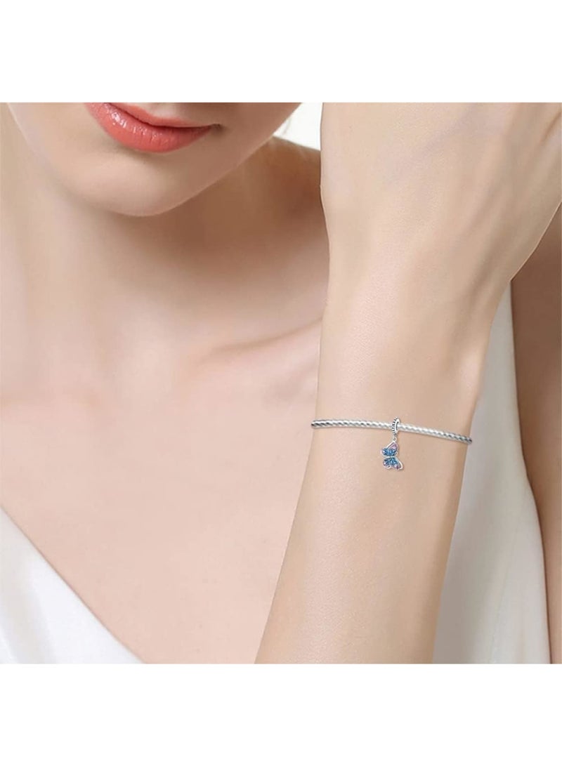 SOLARAE 925 Sterling Silver Animal Pendant Beads, Bead Charms for Bracelets, Girls Jewelry Beads Women Gift Bracelets and Necklaces, Crystal Everyday Accessories (Butterfly) - Image 4