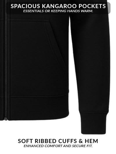 ADRO Mens Cotton Solid Zipper Hoodie Sweatshirts (ZH23-PLN-BL_Black_S) - Image 5