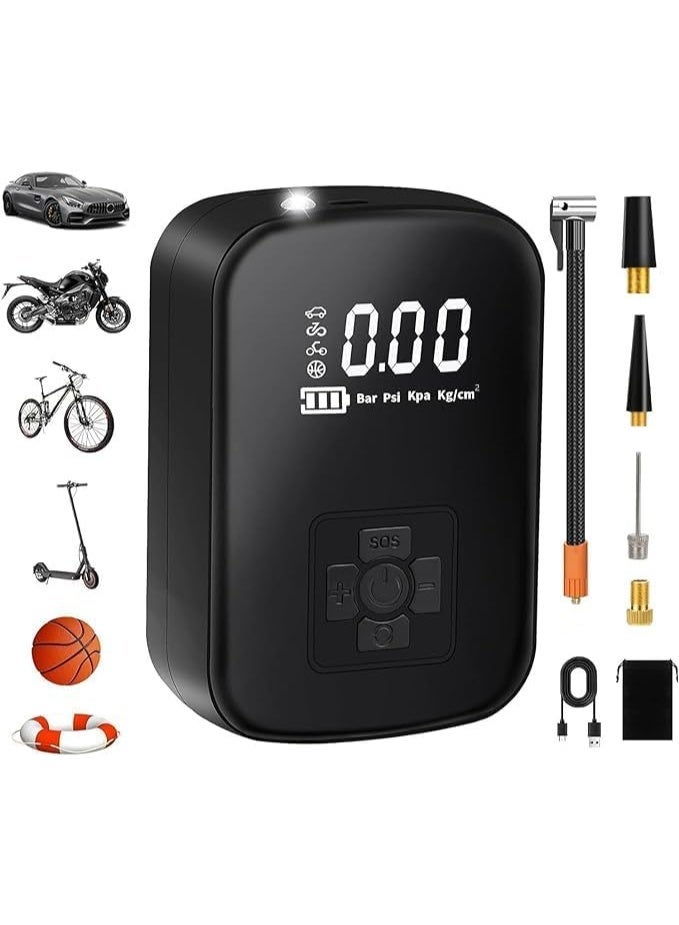 Portable 150lb car tire inflator with digital display and LED light - Image 1