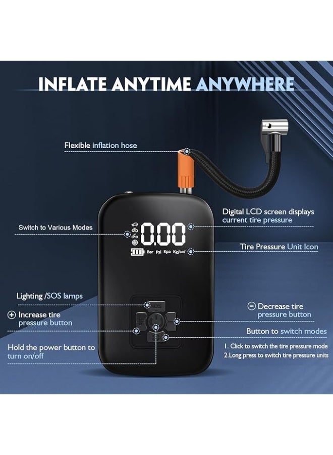 Portable 150lb car tire inflator with digital display and LED light - Image 5