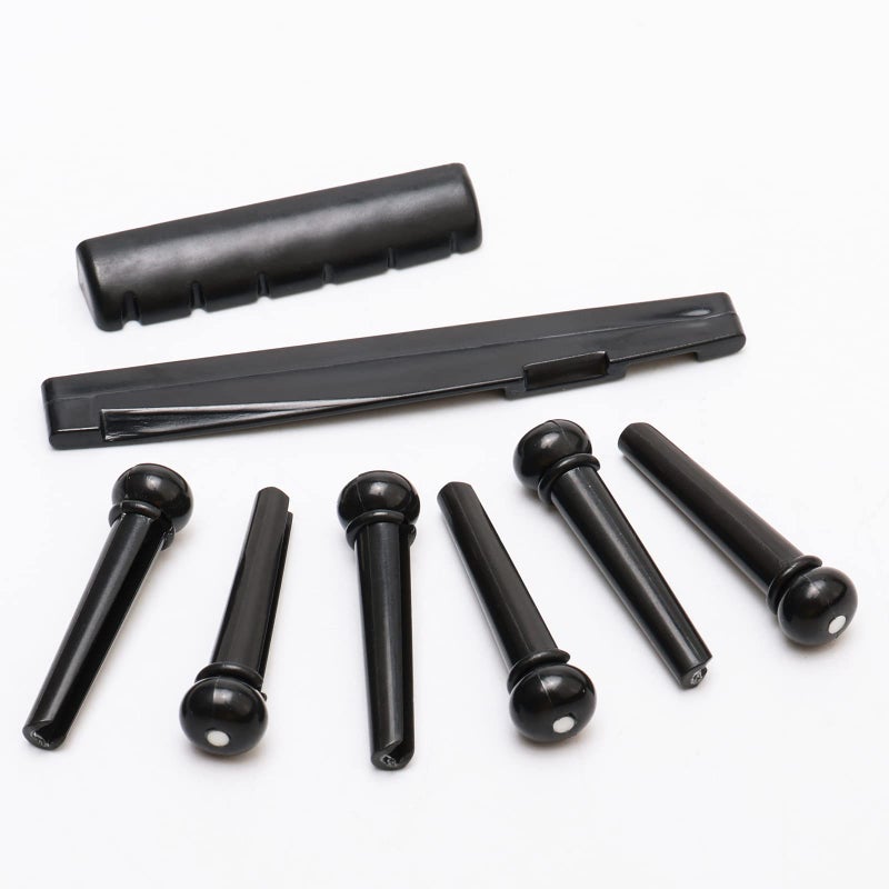 Swhmc 6 String Rosewood Acoustic Guitar Bridge Saddle Nut Pins Set with Six Pin Kit and Rosewood Bridge Replacement Parts, Black - Image 4