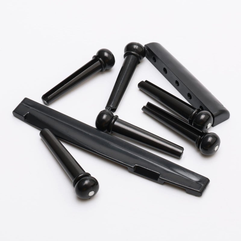 Swhmc 6 String Rosewood Acoustic Guitar Bridge Saddle Nut Pins Set with Six Pin Kit and Rosewood Bridge Replacement Parts, Black - Image 5