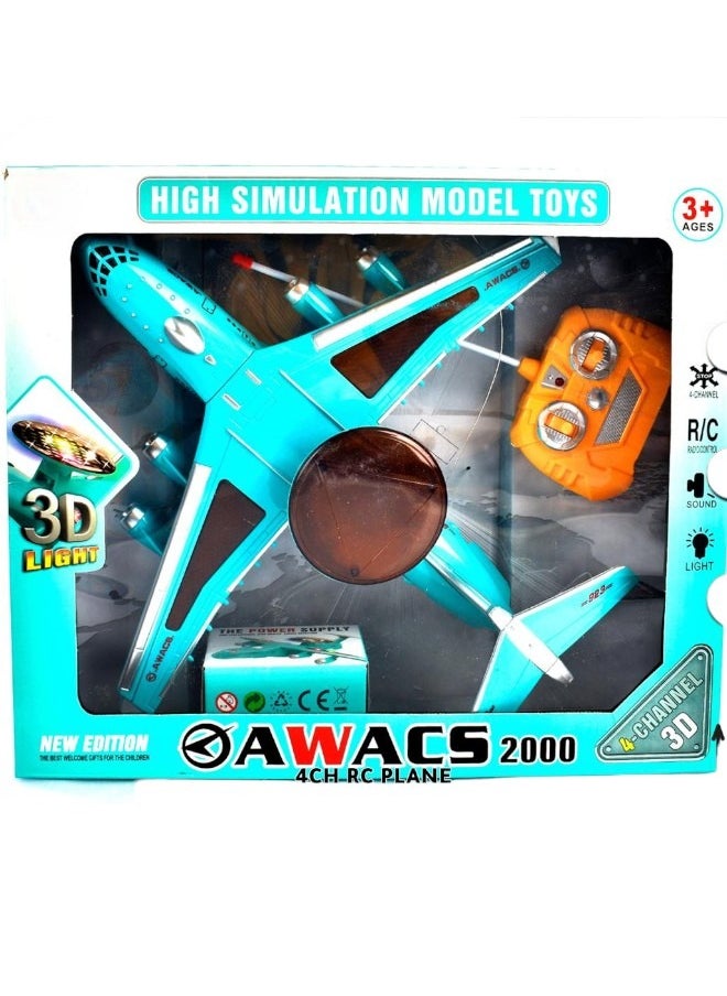 Toy Box طائرة ريموت كنترول مع اضاءة ثلاثية الابعاد اواكس 2000 للأطفال 