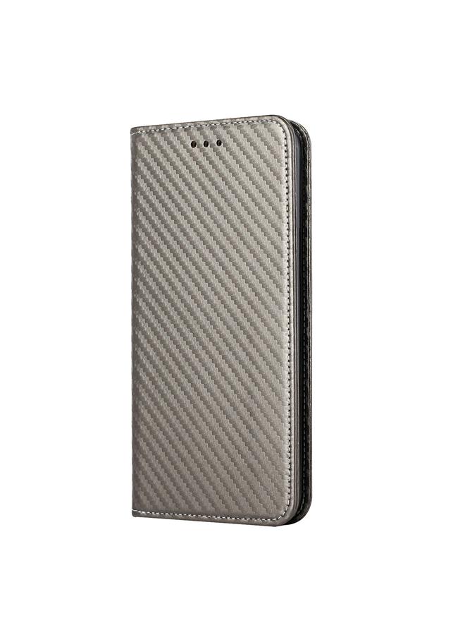Zaboon Case For iPhone 13 Carbon Fiber Texture Flip Holder Leather Phone Case - Image 2