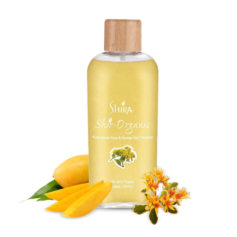 Shira Shir Organic Stone Crop  Mango Gel Cleanser 200ml  Hydrating Face Wash for Smooth Refreshed Skin Natural Ingredients Gentle Daily Cleanser for All Skin Types Organic Skin Care