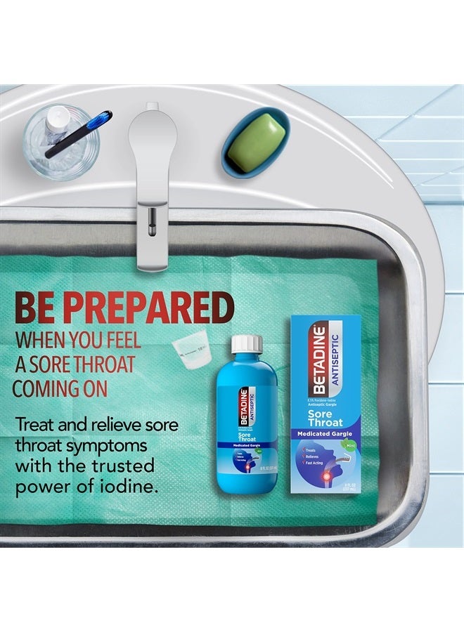 Betadine Antiseptic Medicated Gargle, Povidone-Iodine 0.5%, Treat and Relieve Sore Throat Symptoms, Temporarily Reduces Germs Normally Found in The Mouth, Mint Flavor, 8 FL OZ - Image 2