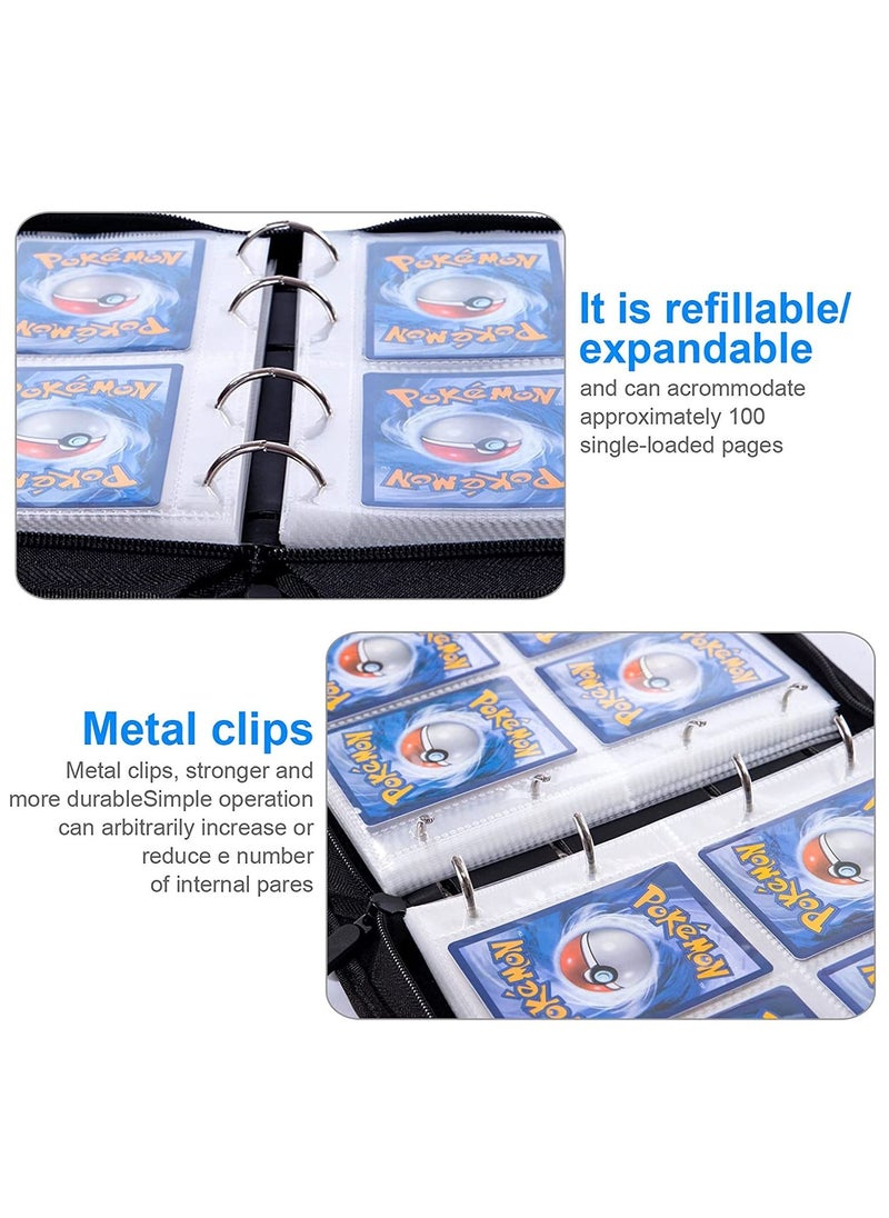 ESSEN - Pokemon Cards Binder Holder Carrying Case for Pokemon Cards Portable Trading Cards Holder Collector Album holder holds 400 Cards with 50 Removable Sheets and 4 Pockets - Image 1
