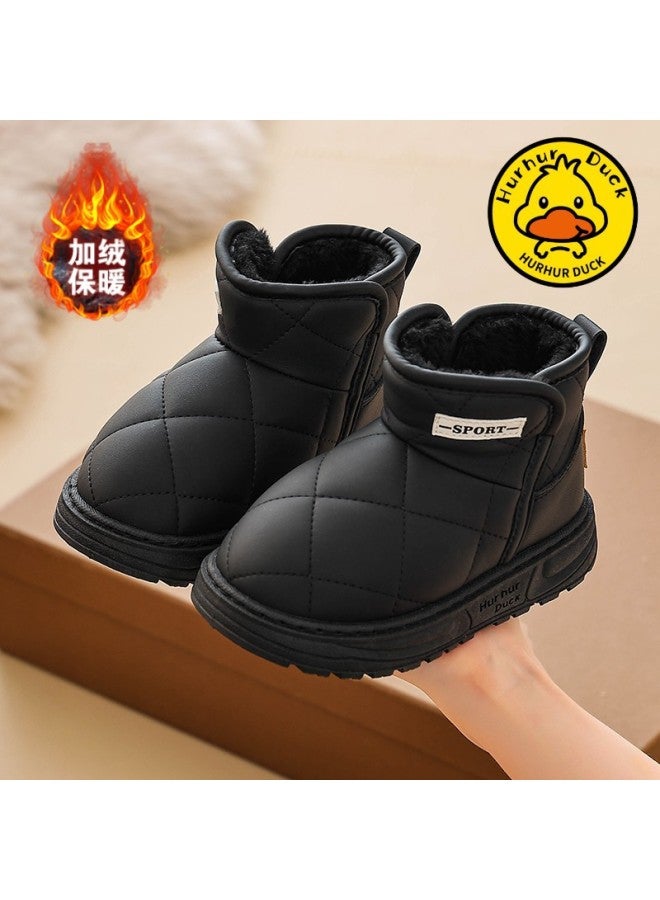 Little Yellow Duck Children's Snow Boots Boys' Winter New Style Velvet Thickened Winter Shoes Waterproof Anti-slip Girls' Snow Cotton Shoes