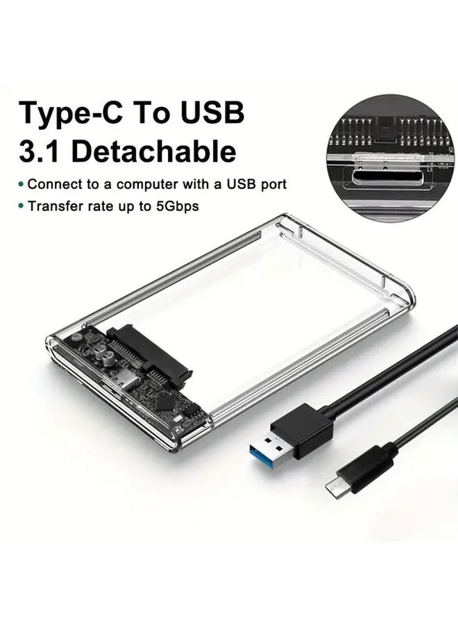 Type C To USB 3 1 4TB External Hard Drive Enclosure Tool Free Transparent Case For 2 5 Inch SSD HDD - Image 1