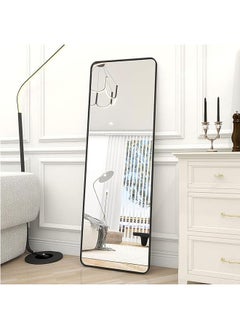 Arabest مرآة كاملة الطول 155x45 سم، مرايا أرضية بإطار من سبيكة الألومنيوم قائمة بذاتها، مرآة كبيرة لتغيير الملابس في غرفة النوم، مرآة كاملة الجسم مع حامل لغرفة المعيشة، غرفة النوم، بيضاء  - Image 2