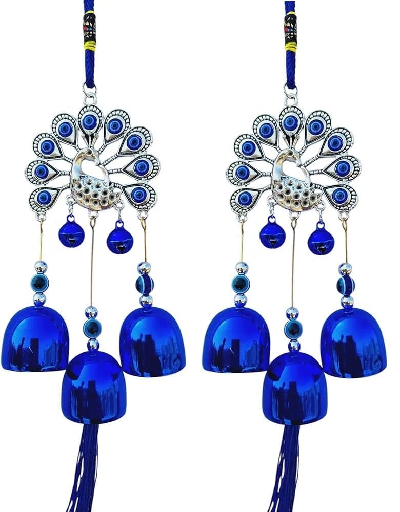 ARTISKRITI Evil Eye Hanging for Home House Entrance Door, Car, Peacock Decoration Items Aesthetic Home Decor Nazar Battu for Shop Office Living Room, Housewarming Gift, Set of 2 - Image 5