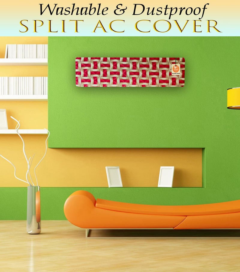 KANUSHI Industries® Split AC Cover for Indoor Unit 1.5 to 2.0 Ton Capacity (AC-in-RED-Golden-LINE) - Image 2