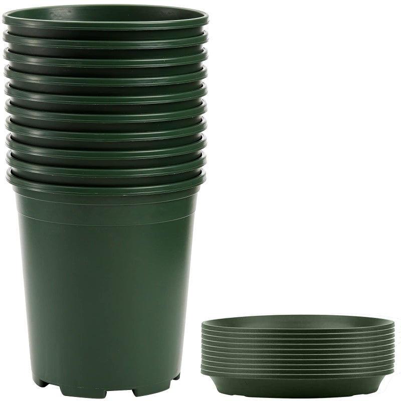 Fasmov 10PCS 1 Gallon Durable Nursery Pot Garden Flower Pots Nursery Plant Container Kit with 10 Pcs Matching Pallets - Image 1