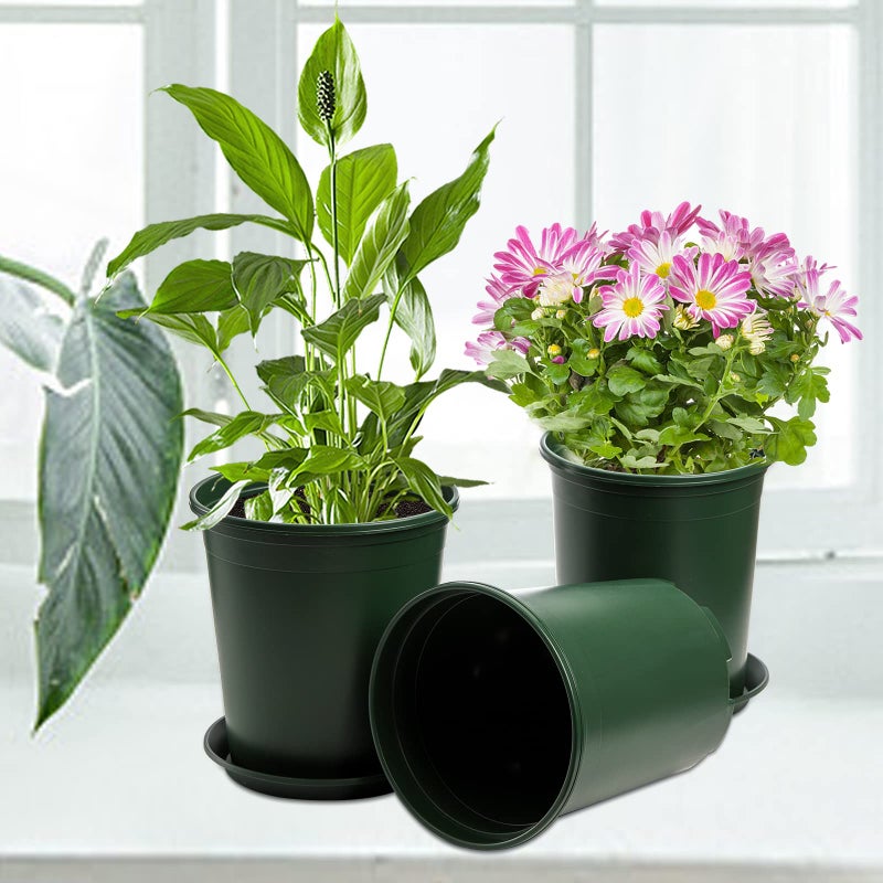 Fasmov 10PCS 1 Gallon Durable Nursery Pot Garden Flower Pots Nursery Plant Container Kit with 10 Pcs Matching Pallets - Image 5