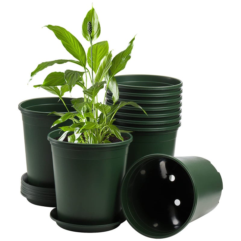 Fasmov 10PCS 1 Gallon Durable Nursery Pot Garden Flower Pots Nursery Plant Container Kit with 10 Pcs Matching Pallets - Image 4