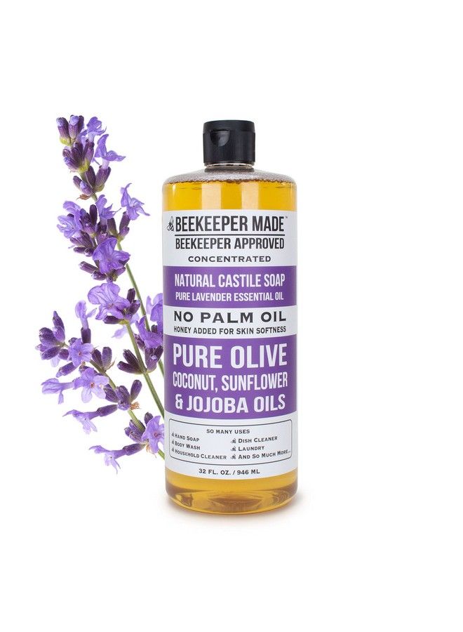 Beessential Beekeeper Made Natural Castile Soap 32 Fl Oz | No Palm Oil 8 Ingredients Pure Olive Coconut & Sunflower Oils Gmo Free For Sensitive Skin Made In The Usa (Lavender) - Image 2