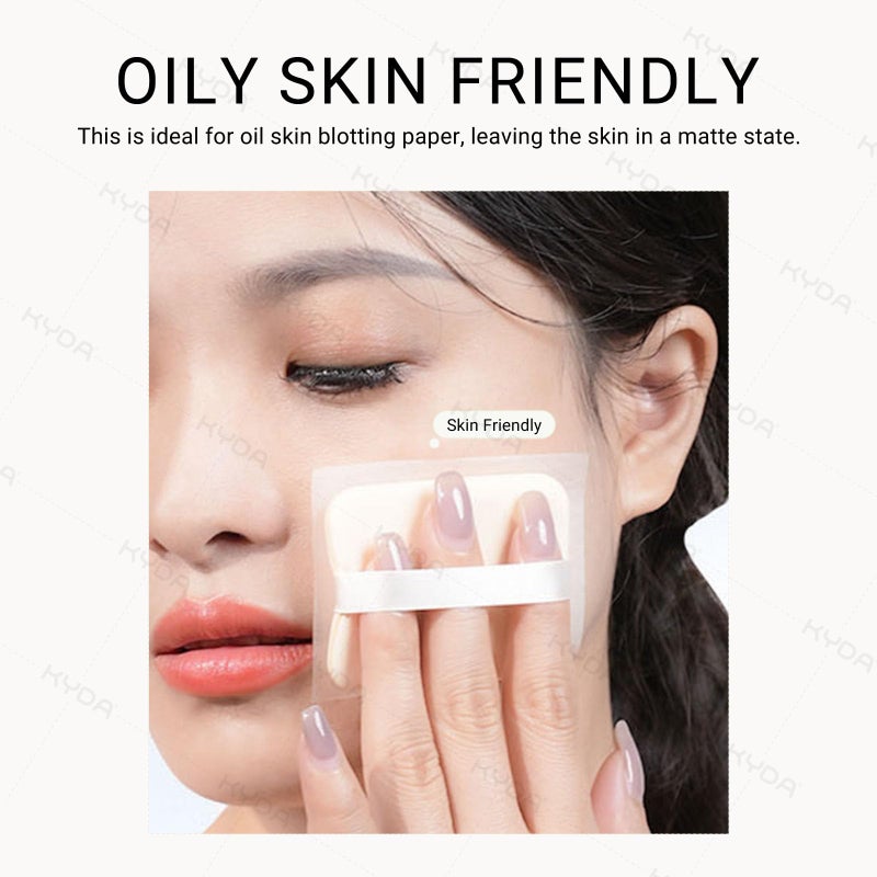KYDA 200 Sheets Bamboo Charcoal Face Oil Blotting Paper, Included Refills, Mirror and Puff, Oil Absorbing Sheets for Makeup, Oil Control Shine, Absorb Excess Oil, Travel Size Gentle Face Makeup - Image 3