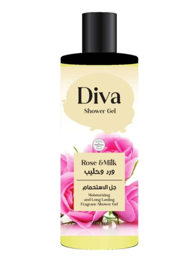 Diva Shower Gel with Rose and Milk 500ml - Image 1