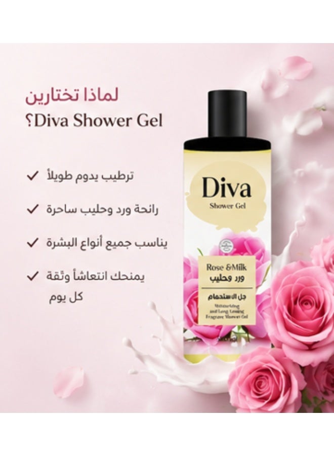 Diva Shower Gel with Rose and Milk 500ml - Image 5