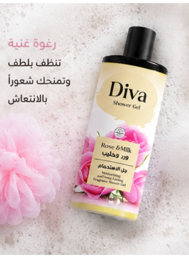 Diva Shower Gel with Rose and Milk 500ml - Image 4