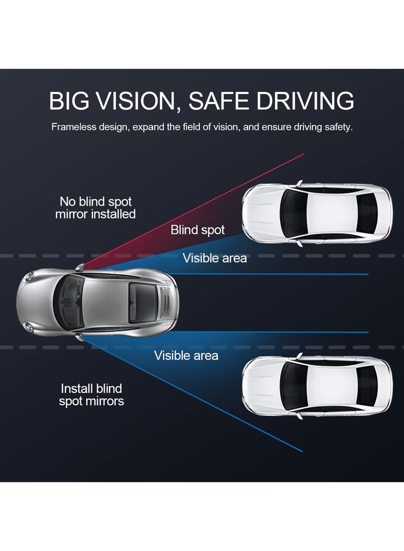 SYOSI Car Blind Spot Mirror, HD Convex Glass Angle Adjustable for Side Rearview Mirrors, Small Round Mirror, Fan Shaped Frameless Rotatable Wide Angle, for SUV, Truck, Vehicles Reversing (2PCS) - Image 3