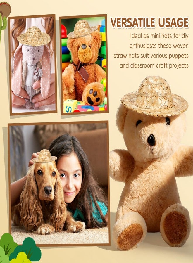 IMIKEYA 10Pcs Mini Doll Straw Hats 6 Inch - for Crafts - DIY Projects and Dollhouse Decorations Small Woven Caps for Creative Fun and Accessories - Image 3