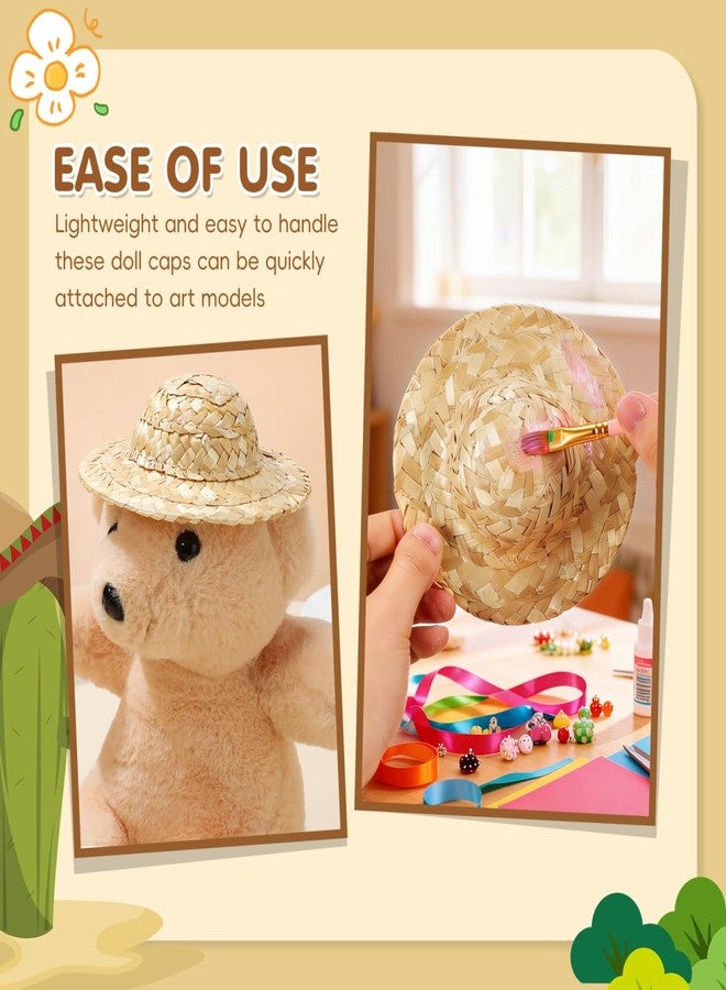 IMIKEYA 10Pcs Mini Doll Straw Hats 6 Inch - for Crafts - DIY Projects and Dollhouse Decorations Small Woven Caps for Creative Fun and Accessories - Image 5