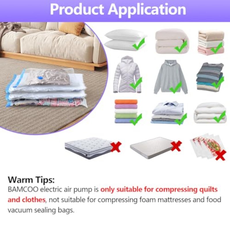 Travel Electric Vacuum Pump for Vacuum Storage and Seal Bags, Portable Vacpack Air Pump for Compression Clothing Blanket Luggage Storage Bag Not Included - Image 5